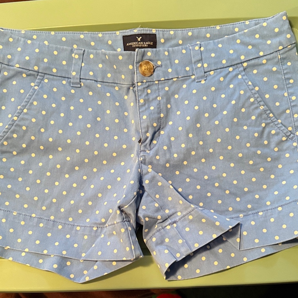American Eagle Outfitters Light Blue Polka Dot Shorts